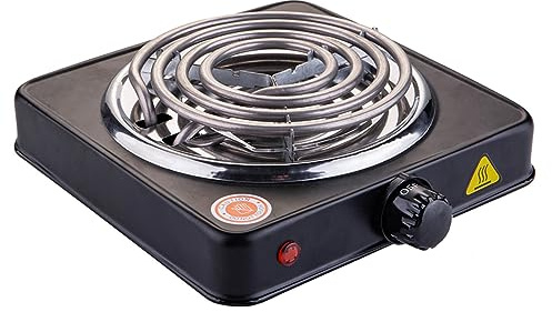 Compact and Portable Countertop Burner- Countertop Single Coiled Burner 1000 Watts Electric Hot Plate Temperature Controls Black