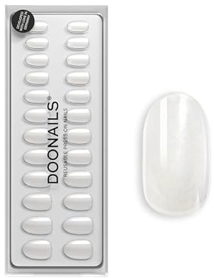 DOONAILS Soft Gel Press On Nails 30er Set Milkshake abgerundete Form Chrome Weiß Nägel zum Aufkleben Full Cover in Salonqualität Fake nails soft gel Medium Natürliches & angenehmes Tragegefühl