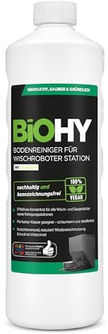 BiOHY Nettoyeur de sol pour station de robot serpillère avec parfum frais (flacon de 1 litre) | Agent de nettoyage concentré pour tous les aspirateurs serpillères et robots avec fonction humide |