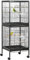 PawHut Jaula para Pájaros con Ruedas Jaula Grande de 2 Niveles Pajarera con Bandejas Extraíbles Puertas Comederos Perchas para Canarios Periquitos 51,5x50x140 cm Negro