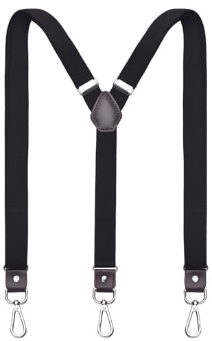 DonDon Tirantes Hombre negro - Elegantes Tirantes Para Pantalones Hombre con pinzas fuertes, Ideal para Traje o pantalones de trabajo - ancho y largo - Accesorio Perfecto