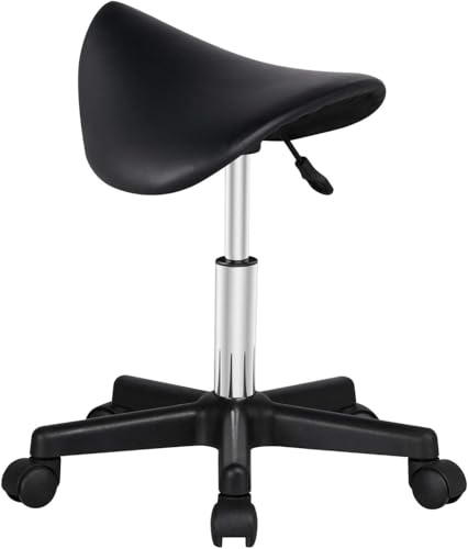 LEADZM Rollhocker Drehhocker Praxishocker Arbeitshocker Bürohocker Hocker 360° Drehbar mit höhenverstellbaren 5 Rollen (1, Sattelhocker)