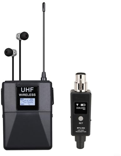 Fauhapyway UHF Kabelloses In-Ear-System, professioneller Audioempfänger mit 20 Kanälen für Bühnenleistung, Studioaufnahmen, geeignet für Band (PTM-11)