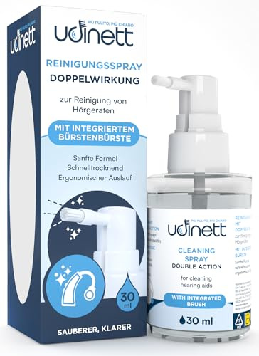 Spray Limpiador para Audífonos con Cepillo Integrado Udinett Sanitizing 30ml Fórmula Sin Alcohol para Limpiar Auriculares Bluetooth de Secado Rápido Elimina la Cera y la Suciedad