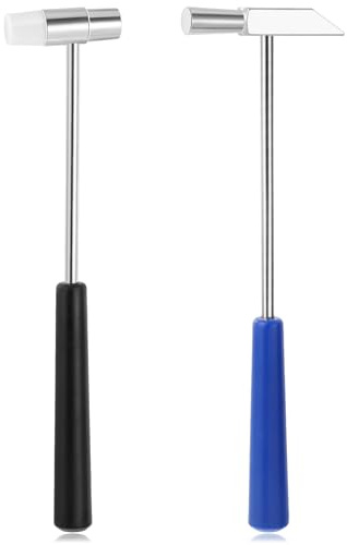 Lot de 2 marteaux double en caoutchouc - Multifonctionnel - Tête en métal - Léger - Pour bijoux, bracelets de montre, bricolage, artisanat, travail du bois, instruments de musique, meubles