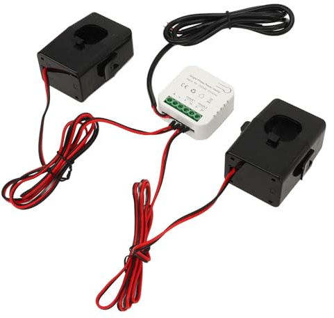 KIMISS Contatore di Energia Intelligente WiFi Monofase con 2 Pinze CT 300 A, Monitora il Consumo Energetico Tramite l'app Life, Supporta Sistemi Solari Fotovoltaici, Compatibile con Home