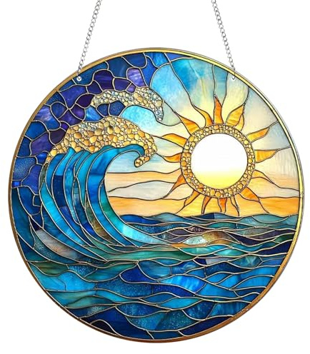 BSITSSS Atrapasoles 20 x 20cm, Sol sobre el Mar Atrapasol de Acrílico, Suncatcher Colgante Decoración Sun Catcher para Ventanas Paredes Porches Casa Hogar Jardín Oficina