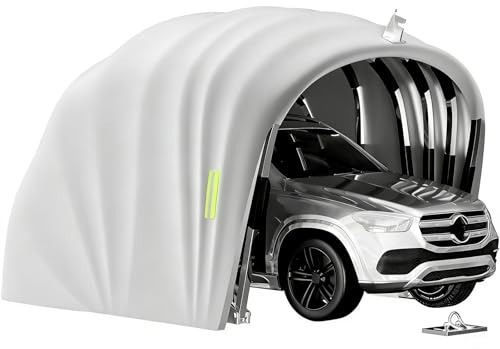 Cochera Semiautomática, Plegable Acero Inoxidabl Garaje, Garage Tent Shelter, for Covering Vehicles, 5.5 x 2.5 x 2.3m / 5.9 x 2.7 x 2.45m (5.5M)