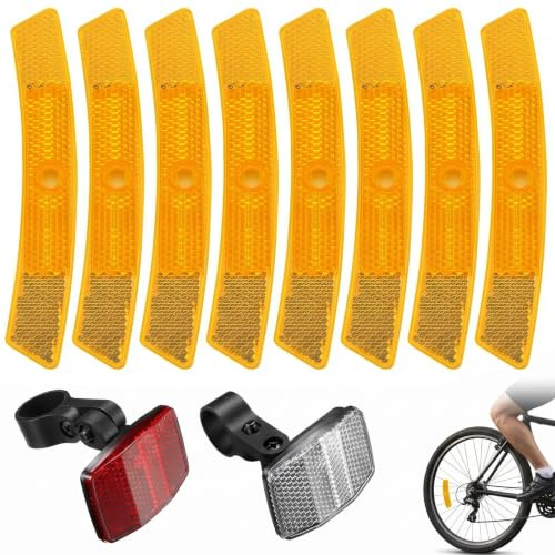 Kit de 10 Reflectores para Bicicleta: 8 Catadióptricos Amarillos para Radios y 2 Luces de Advertencia Roja y Blanca, Reflectantes de Alta Visibilidad para Seguridad Vial en MTB y Ciclismo Urbano