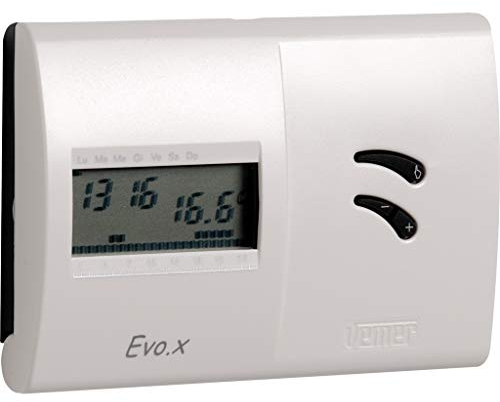 VEMER VN118600 EVO.X – Cronotermostato Digitale da Parete, Termostato Caldaia a Batteria, Programmazione Settimanale, Bianco