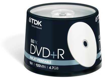 TDK T19919 16x Printable DVD+R - Cakebox 50 Pack