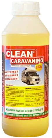 CLEAN CARAVANING 1L | Nettoyant camping-car multi-usage | nettoie, détache, dégraisse et protège int et extérieur - Supprime les traces noires, insectes, redonne de la brillance. 98% Biodégradable