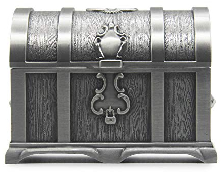 AVESON Rectangle Vintage Metal Treasure Chest Trinket Jewelry Box Jewellery Organiser Storage Boxes Ring Case Gift for Girls Ladies Women, Large, Ancient tin colour
