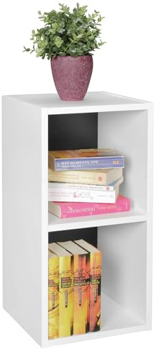 WOHNLING ripiano WL5.178 Legno 30x60x30 cm Moderno Bianco Nero ripiano Piccolo | Mensola portaoggetti a Parete Stretta | Libreria Piccola 2 Ripiani | Scaffale a nicchia
