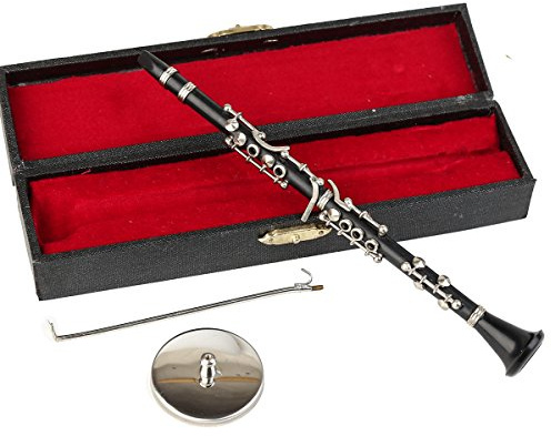 Dselvgvu Miniature Clarinet with Stand and Case Mini Musical Instrument Clarinet Replica Collectible Figurines Dollhouse Accessories Model Home Decoration Display Ornament (7.28)