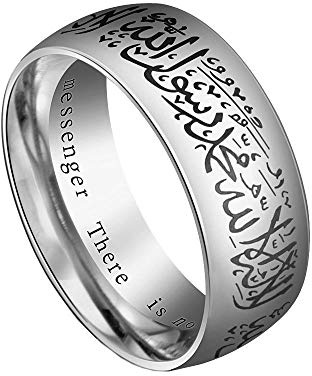 HIJONES Ring i rostfritt stål för män på arabiska och engelska, Rostfritt stål