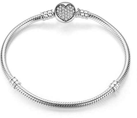 AQUALITYS Pulsera de Plata 925 con diseño Original, Abalorios, Brazalete, joyería DIY, Regalo para Mujeres
