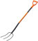 KADAX Steel Spade Fork, 135 cm Long Fork, Pitchfork, Digging Fork for Digging, Ergonomic Garden Fork, Mung Fork, Fork with D Handle, Garden Fork (3 Prongs, Black/Orange)