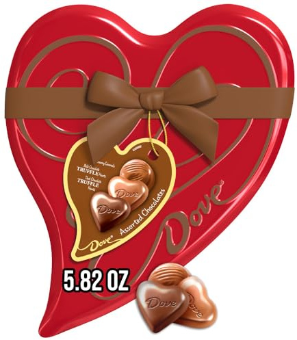 DOVE Assorted Chocolate Hearts & Truffles, 5.82 oz Heart Tin, Valentine Candy