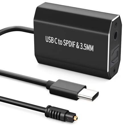 Ozvavzk Da Usb Tipo C a Jack Toslink, Cavo Audio Ottico,Adattatore jack, Adattatore Thunderbolt 4/3 Spdif Per Macbook Pro/Air Mac Pro/Mini Laptop Samsung