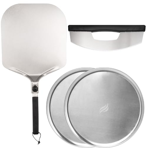 BLACKSTONE Pizza Basics Tool Kit with Pizza Peel, Cutter and Pans and Heat Resistant Handles