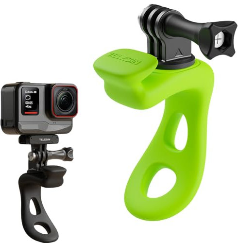 Camera Flexible Tube Mount Bike Motorcycle Handlebar Roll Bar Fishing Pole Ski Holder Accessories for Insta360 Ace Pro/DJI Action 3 4 Camera Mount Flexible Silicone Band (Green)