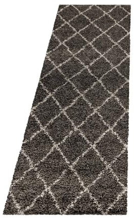 Hochflor Teppich Adriana Läufer, Farbe: Taupe, Größe:80x250 cm