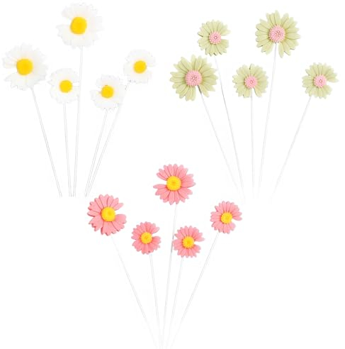 Zeayebsr 15 Pezzi Decorazioni Torta Toppers Cupcake Fiore Margherita, Decorazioni Torta Compleanno, Accessori Festa Torta per Ragazze Bambini Matrimonio Rosa,Fiori per Torte