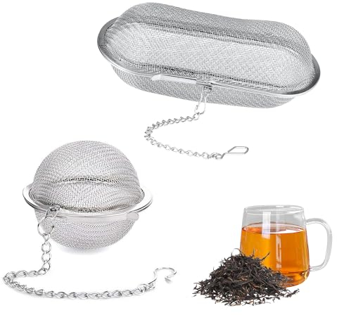2 PCS Filtres à thé, Passoires à Epices, en Acier Inoxydable, Réutilisables, Passoire à Epices et à Epices, Boule à Epices pour la Préparation du thé à la Maison, la Restauration et la Cuisine