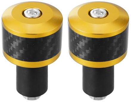 Hihaha Tappo Estremità Manubrio Moto in Lega di Alluminio 7/8 22mm Moda | Tappo Bilanciato per Manopole Manubrio Anteriore in Lega di Alluminio Tono Oro 2 Pezzi