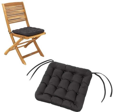 HAVE A SEAT Living - Sitzkissen Outdoor 40x40 (2 St.) - Bequeme Gartenstuhlauflagen - Wetterfest, Waschbar bis 95°C, Orthopädisch - Made in Germany (2er Set - 40x40 cm, Grau/Anthrazit)