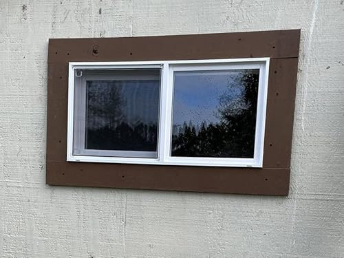 Ventana de sótano de montaje empotrado con diseño de casa de juegos que se puede abrir, color blanco, 90 x 35 cm