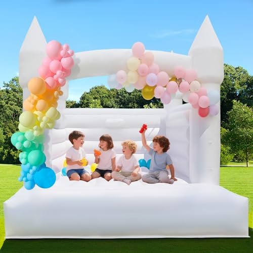 Grand château gonflable 2 en 1 avec terrain de basket-ball et trampoline pour enfants avec ventilateur, ballons et basket-ball, 100 % PVC de qualité commerciale pour fêtes d'anniversaire, mariages