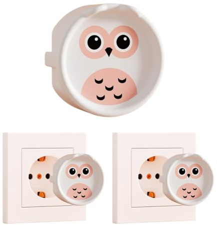 4 enchufes protector enchufes para bebes, búho tapa enchufes para bebes, enchufes de seguridad para niños extraíbles (blanco).
