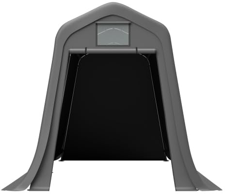 Tienda de campaña profesional con techo puntiagudo (366 x 213 x 225 cm) – Gran cobertizo para bicicletas y motocicletas, resistente a la intemperie, con tienda de polietileno y anclajes para tierra