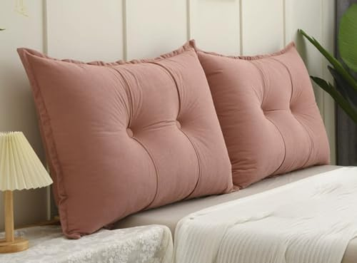 Genérico Cojín de Lectura Cabecero Cama de Chenilla, Almohada Cuña Triangular Respaldo Grande para Sofá Cama y Literas, Funda Lavable para Gaming y Relax(Rosa,60x60cm 2pcs)