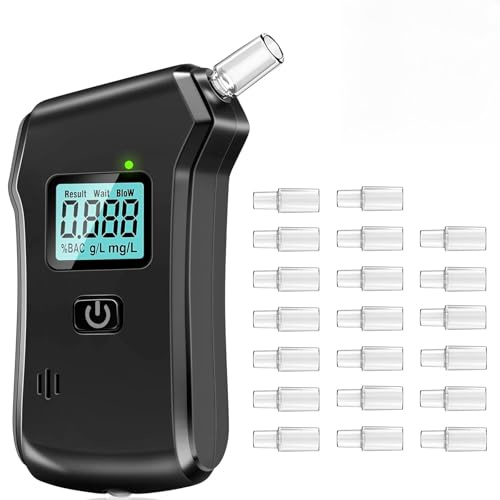 TORVEX Professional High Precision Breathalyzer - Digital LCD Display, One-Touch Portable BAC Alcohol Tester with 20 Mouthpieces | for Home, Parties & Personal Use
