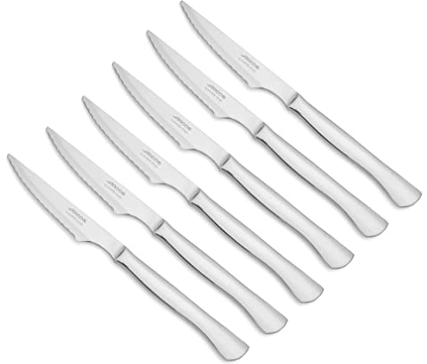 Arcos Couteaux de Table - Set de Couteaux à Steak 6 pièces (6 Couteaux) - Monobloc d'une Pièce Acier Inoxydable 110 mm - Couleur Argent