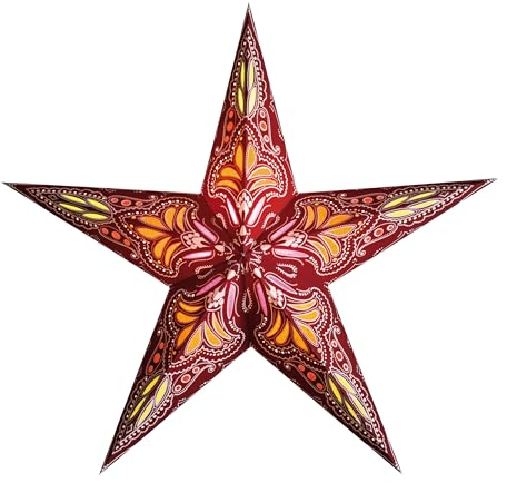 starlightz Papierstern JAIPUR M RED/ORANGE 60 cm Lampenschirm, Fensterdeko, Weihnachtsstern, handgemacht - das Original aus Indien