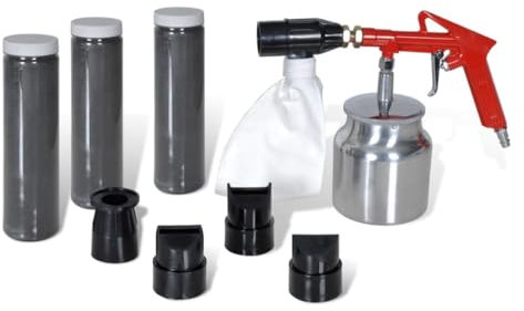 vidaXL Druckluft Sandstrahlpistole mit 3 Flaschen 4 Düsen Sandstrahlgerät