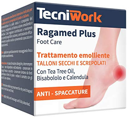 Ragamed Plus 75 ml Crema Talloni Secchi e Screpolati 75 ml – Trattamento Emolliente Intensivo con Tea Tree Oil, Camomilla e Calendula – Dermatologicamente Testata