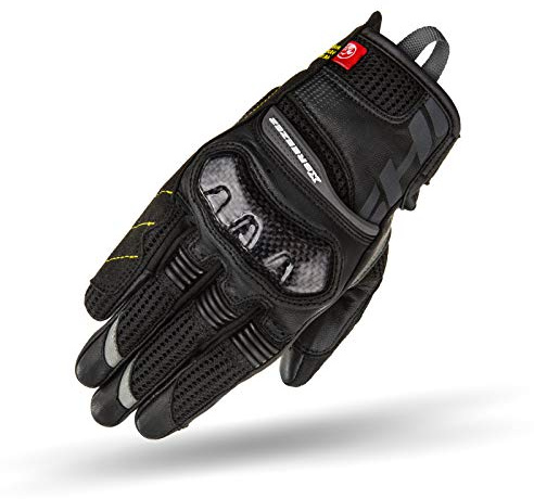 Shima X-Breeze 2 Lady Motorradhandschuhe Damen - Belüftete, Sommer, Touchscreen Textil Handschuhe mit Carbon Knöchelprotektor, Verstärkte Handfläche (Schwarz, L)