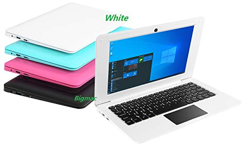 Bigmachine Computer portatile mini 10.1 pollici 32GB ultra sottile e leggero Netbook Quad Core CPU PC HDMI WiFi USB YouTube (Bianco)