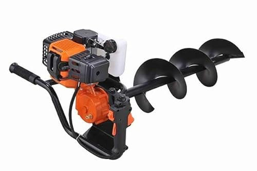 Powertec Pro RMED5200X - Taladro de tierra ahoyador de gasolina 52cc 3cv, motor 2 tiempos, con 1 brocas acero 100, profundidad máxima 100cm
