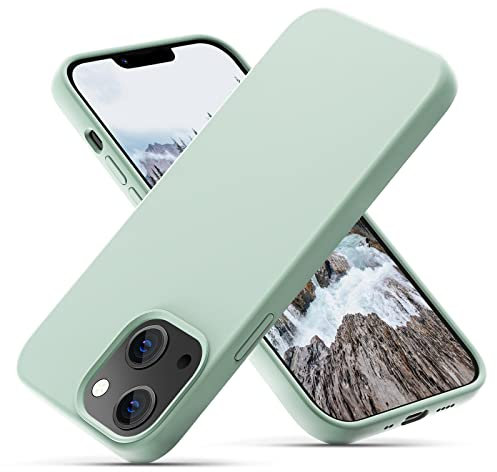 OIIAEE Liquid Silicone Case Designed for iPhone 13 Mini Case, Ultra Slim Shockproof Protective Phone Case Cover with Soft Anti-Scratch Microfiber Lining, 5.4 inch, Mint Green