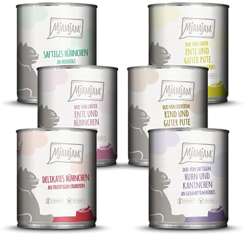 MjAMjAM - Comida húmeda Premium para Gatos - Paquete Mixto 6 para tu Gato, Pack de 6 (6 x 800 g), sin Cereales con Extra de Carne