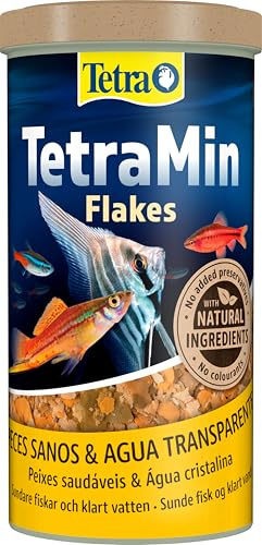 Nourriture en forme d'écailles Tetra Min Flakes pour tous les poissons d'ornement, mélange équilibré pour des poissons sains et une eau claire, 1 l (l'emballage peut varier)
