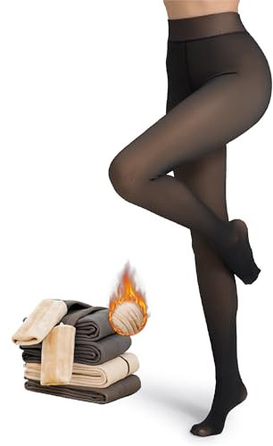Puimentiua Thermo Strumpfhose Damen,Gefütterte Leggings,Thermo Winter Strumpfhosen für Damen,Warme Schwarze Thermostrumpfhose | L-XL,1 Stück: 300g für -5~10℃