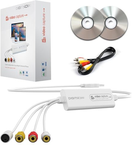 VIXLW Conversor VHS a Digital, Tarjeta Capturadora USB, Convierte Cintas VHS/VCR/Hi8/Mini DV a DVD/Archivos Digitales - Compatible con Cámaras/Videocaseteras/PC/TV y Windows/MacOS