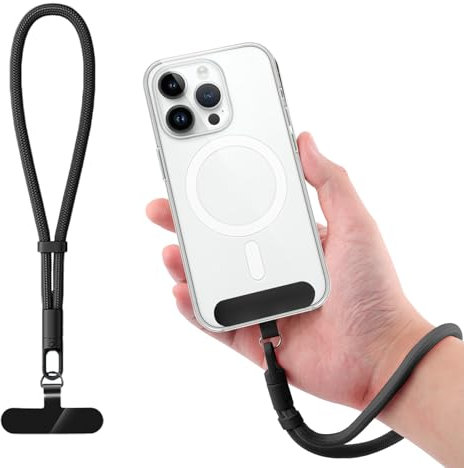 BOXOB Phone Wrist Strap, Cell Phone Wristlet Strap Simple Phone Lanyard Wrist Comfortable Cellphone Lanyard with Tether Tab for iPhone and Most Phone Case (Black)